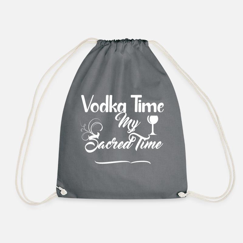 Vodka Time Design -Alcoholic Beverage - Drawstring Bag - grey