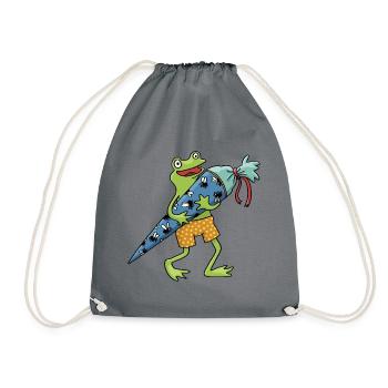 Frosch Schultüte - Turnbeutel - Grau - Vorne