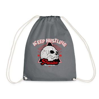 Keep Hustling - Passion - For a better Life - Turnbeutel - Grau - Vorne