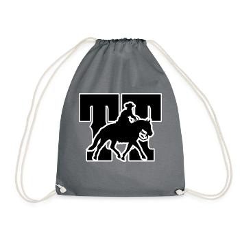 Turniertussi Design mit Westernpferd und Reiter - Turnbeutel - Grau - Vorne
