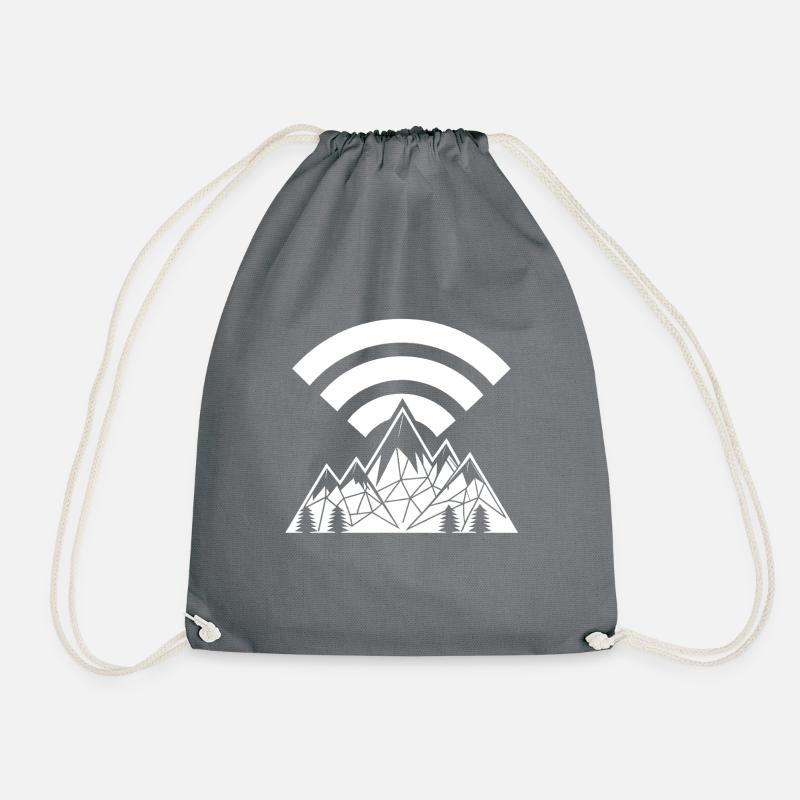 Abstract Wifi Signal Mountain Silhouette - Drawstring Bag - grey