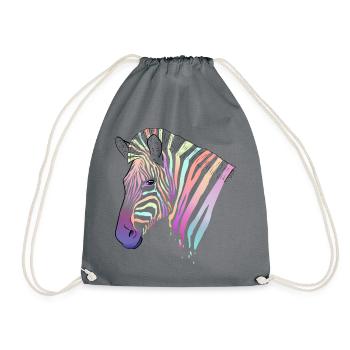 Rainbow zebra - Drawstring Bag - grey - Front