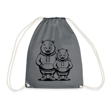 Capybara Couple Capybara - Two Cool Capybaras - Drawstring Bag - grey - Front