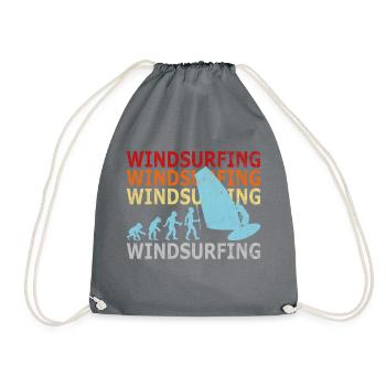 Retro Vintage Windsurfer Evolution Windsurfen - Turnbeutel - Grau - Vorne