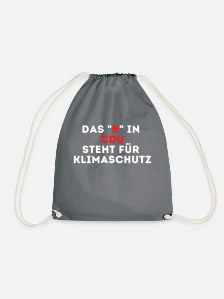 Das K in CDU steht für Klimaschutz - Turnbeutel - Grau