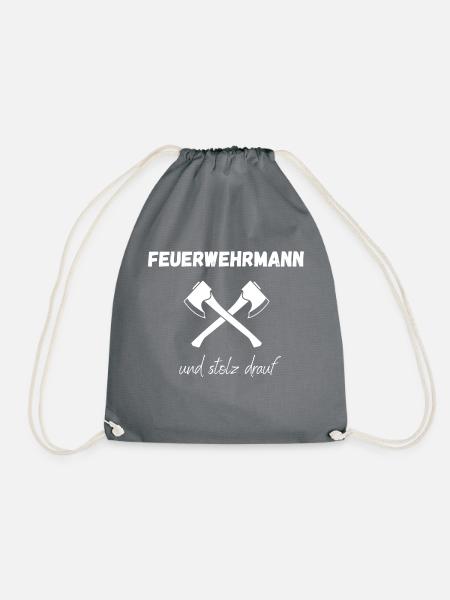 Feuerwehrmann und stolz drauf weiß - Turnbeutel - Grau