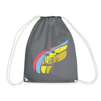 Aquarium Fin Fish Head - Drawstring Bag - grey - Front