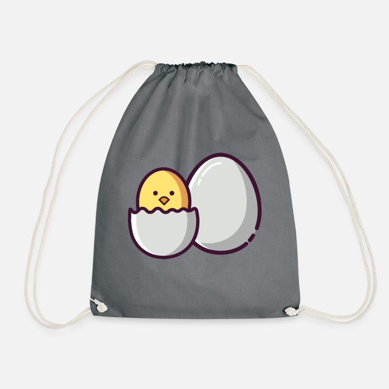 cute easter chick hatched in the past - Drawstring Bag - grey