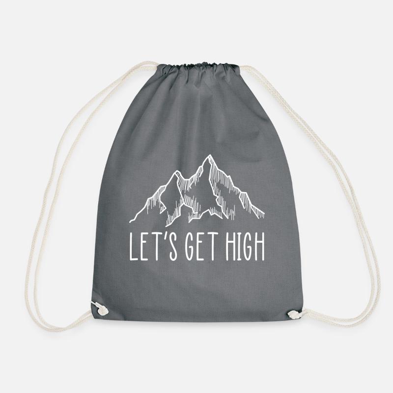 Bergsteiger und Wanderer wandern let´s get high - Turnbeutel - Grau