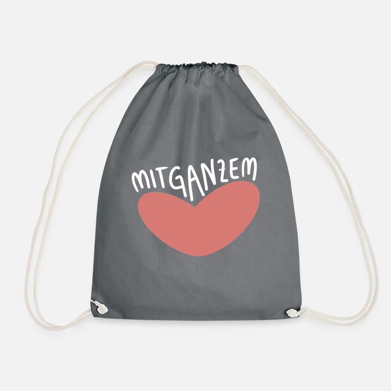 Mit ganzem Herzen - Turnbeutel - Grau