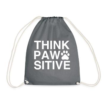 Think Pawsitive - Drawstring Bag - grey - Front