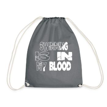 swimming fun birthday present idea - Drawstring Bag - grey - Front