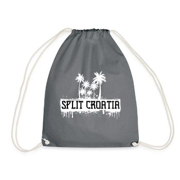Split croatia football soccer dalmatia tourism - Drawstring Bag - grey - Front
