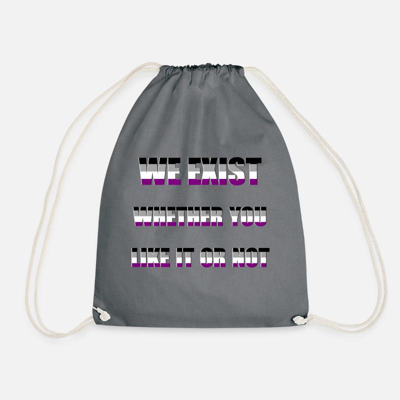 We Exist - Asexual Flag - Drawstring Bag - grey
