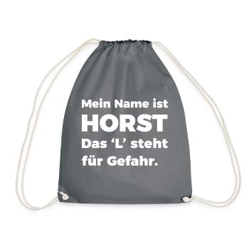 Lustig Mein Name ist Horst - Sprüche Geschenke - Turnbeutel - Grau - Vorne