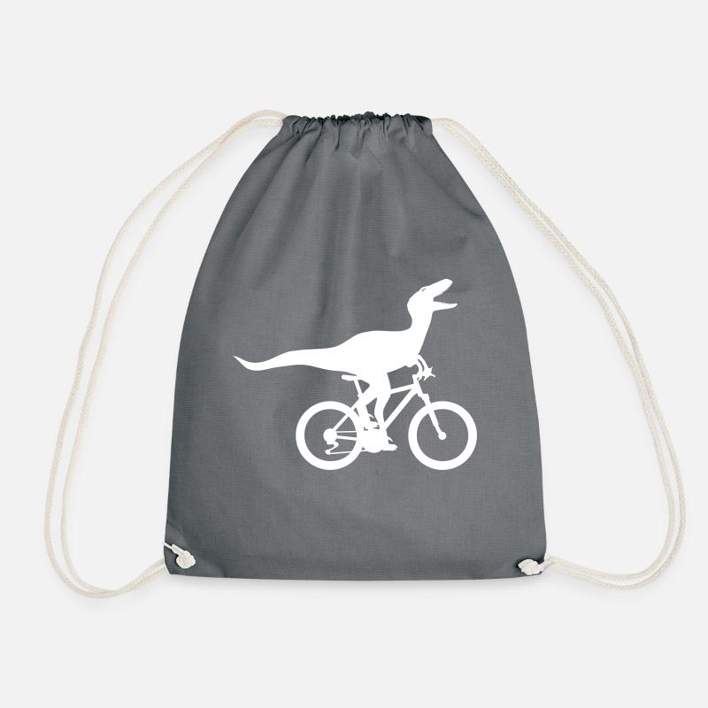 Velociraptor Dinosaur Velo - Drawstring Bag - grey