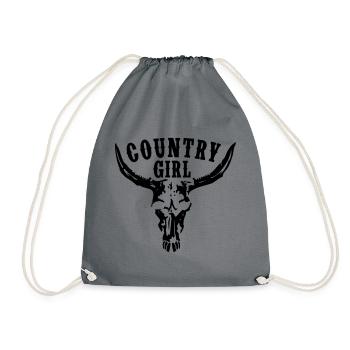 COUNTRY GIRL BULL SKULL - Drawstring Bag - grey - Front