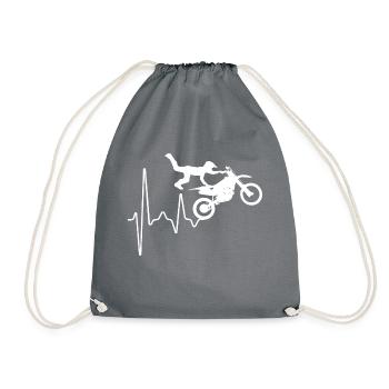 Motorcycle heartbeat - Drawstring Bag - grey - Front