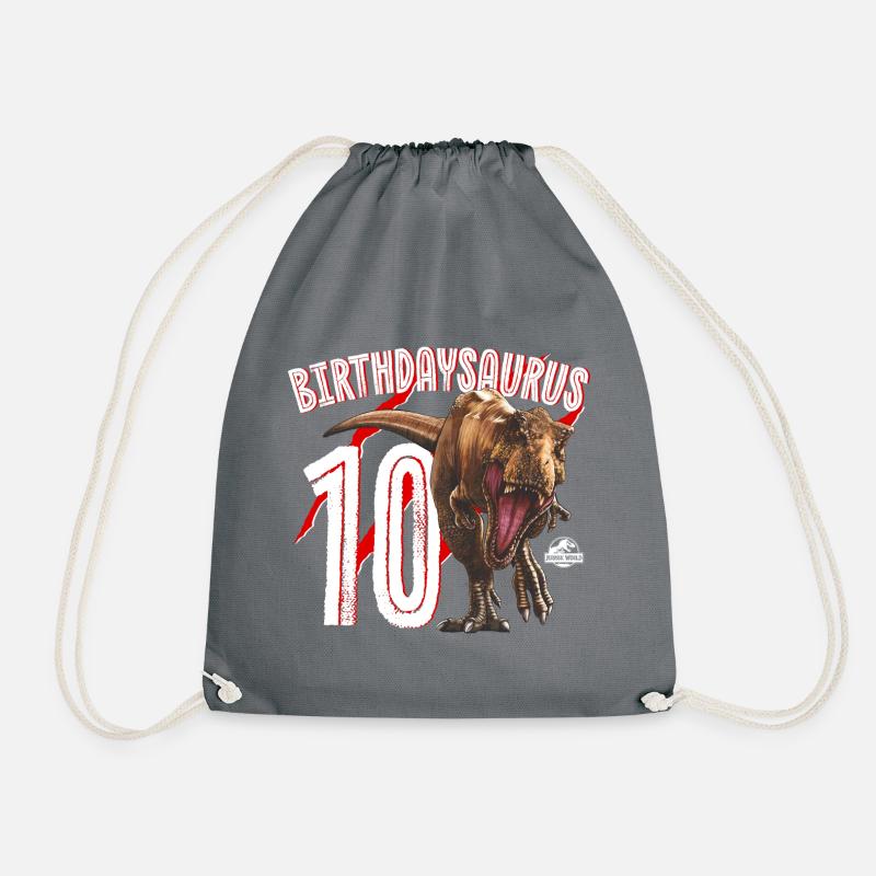 Jurassic World Birthday Design Birthdaysaurus 10 - Drawstring Bag - grey