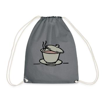 tea breakfast breakfast coffee109 - Drawstring Bag - grey - Front