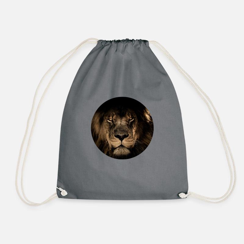lion - Drawstring Bag - grey