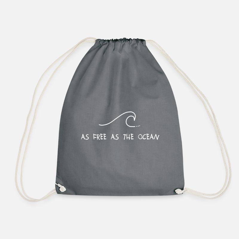 As free as the Ocean, Meer, Spruch, Free, Wasser - Turnbeutel - Grau