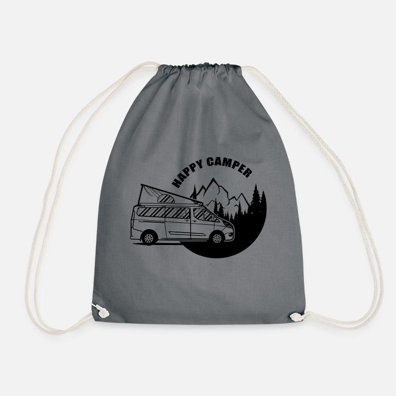 Happy Camper Nugget Van Motorhome - Drawstring Bag - grey