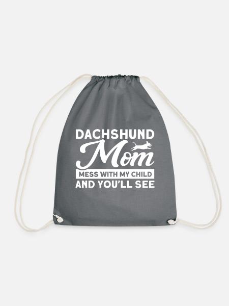 Dachshund Dachshund Dachshund Mama Dachshund Pet - Drawstring Bag - grey
