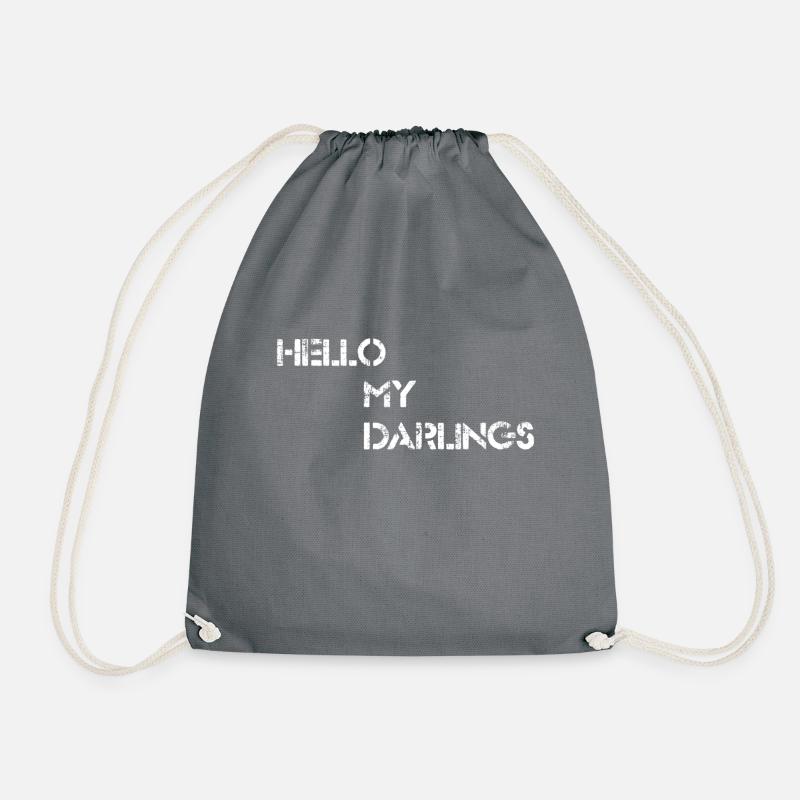 hello my darlings 2 - Drawstring Bag - grey