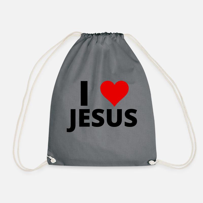 I LOVE JESUS ♥ - Turnbeutel - Grau