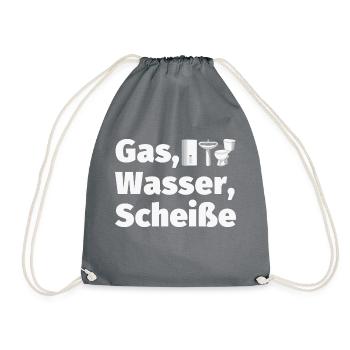 Gas Wasser Scheiße Anlagenmechaniker Klempner - Turnbeutel - Grau - Vorne