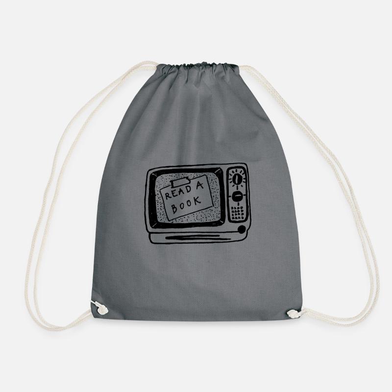 alter TV read a book Notiz - Turnbeutel - Grau