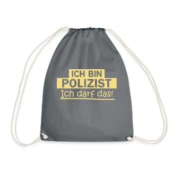 Polizei Geschenkidee Bulle lustig Spruch Polizei - Turnbeutel - Grau - Vorne