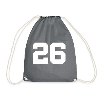Number 26 - Drawstring Bag - grey - Front