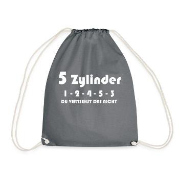 5 Zylinder - Turnbeutel - Grau - Vorne
