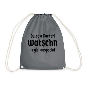 bayerisch Sprüche Bayer Bayern Fun Packerl Watschn - Turnbeutel - Grau - Vorne