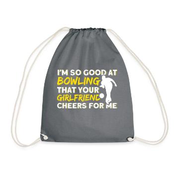 Your girlfriend cheers for me bowling - Drawstring Bag - grey - Front
