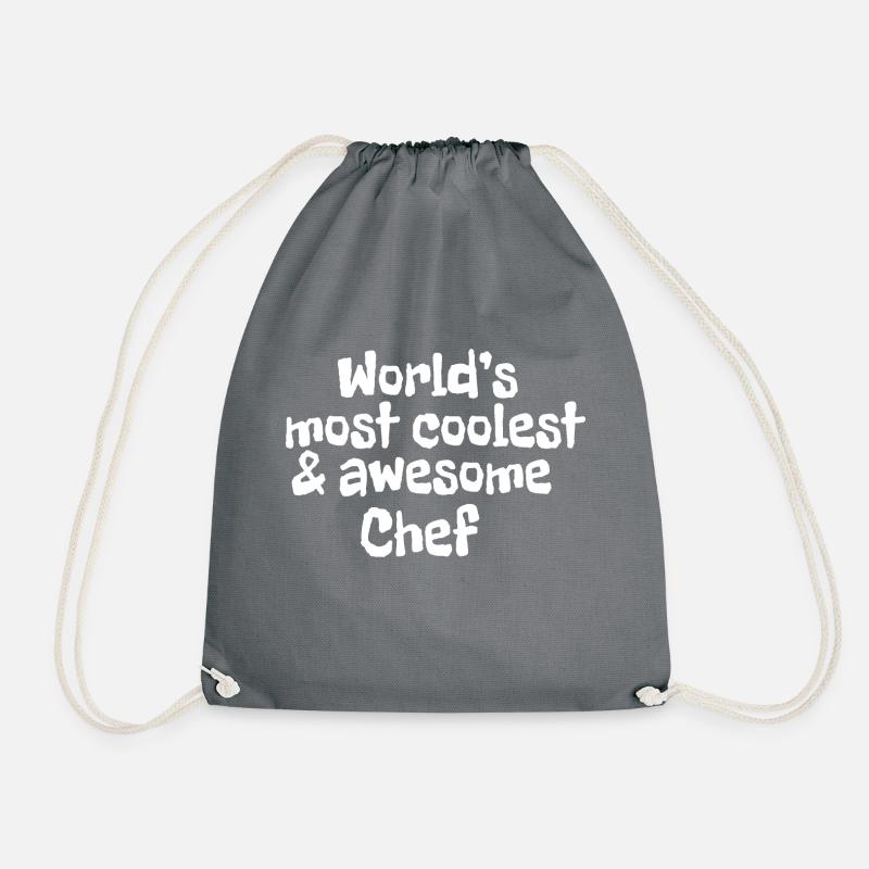 World's most coolest and awesome chef - Drawstring Bag - grey