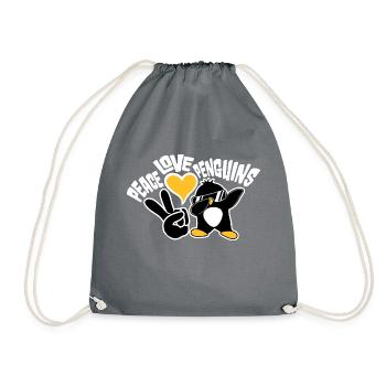Love Peace Penguins Funny Dab Cool Penguin Dabbing - Drawstring Bag - grey - Front