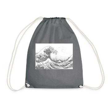 The great wave off Kanagawa pencil drawing - Drawstring Bag - grey - Front