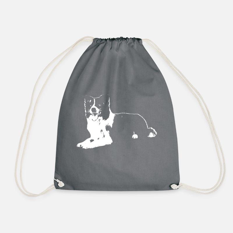 border collie - Drawstring Bag - grey
