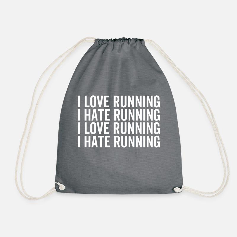 I Love Running I Hate Running - Drawstring Bag - grey