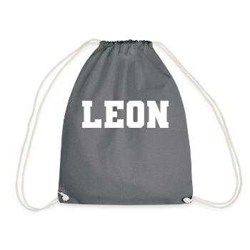 Name - Leon - Drawstring Bag - grey - Front