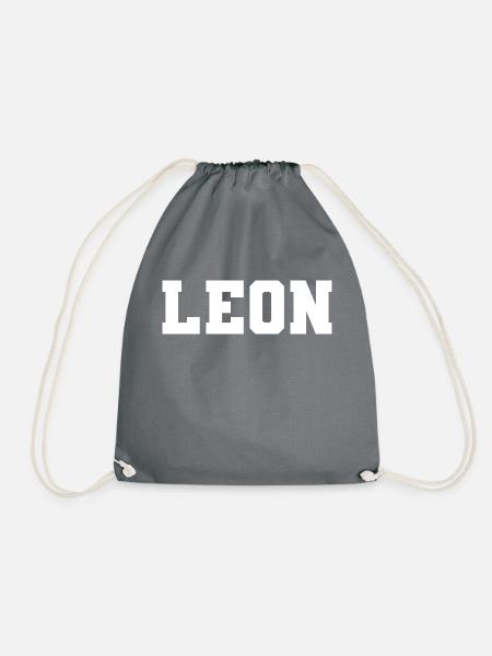 Name - Leon - Turnbeutel - Grau