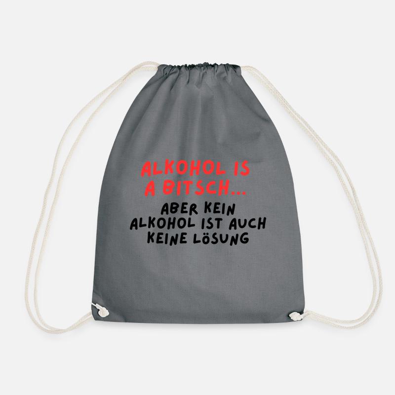 Alcohol is a BITSCH - Drawstring Bag - grey