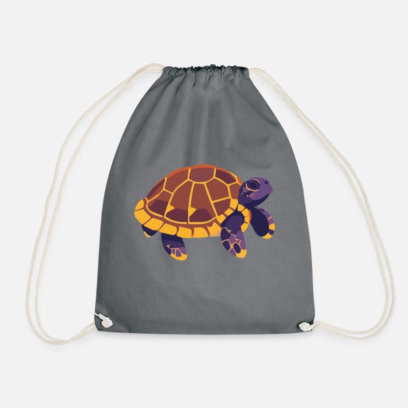 Purple Water Turtle - Drawstring Bag - grey