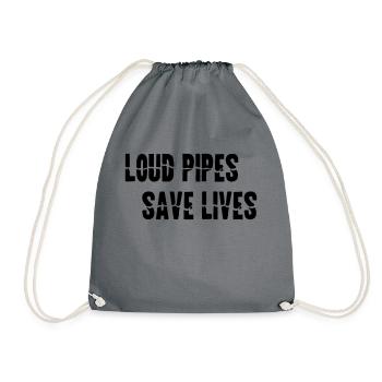 Motorcycle LOUD PIPES SAVE LIVES Gift - Drawstring Bag - grey - Front