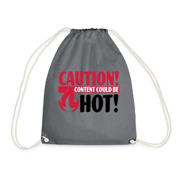 Caution - Content could be hot - Turnbeutel - Grau - Vorne