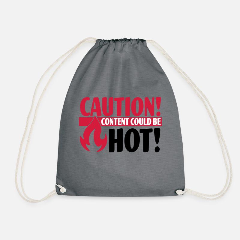 Caution - Content could be hot - Turnbeutel - Grau