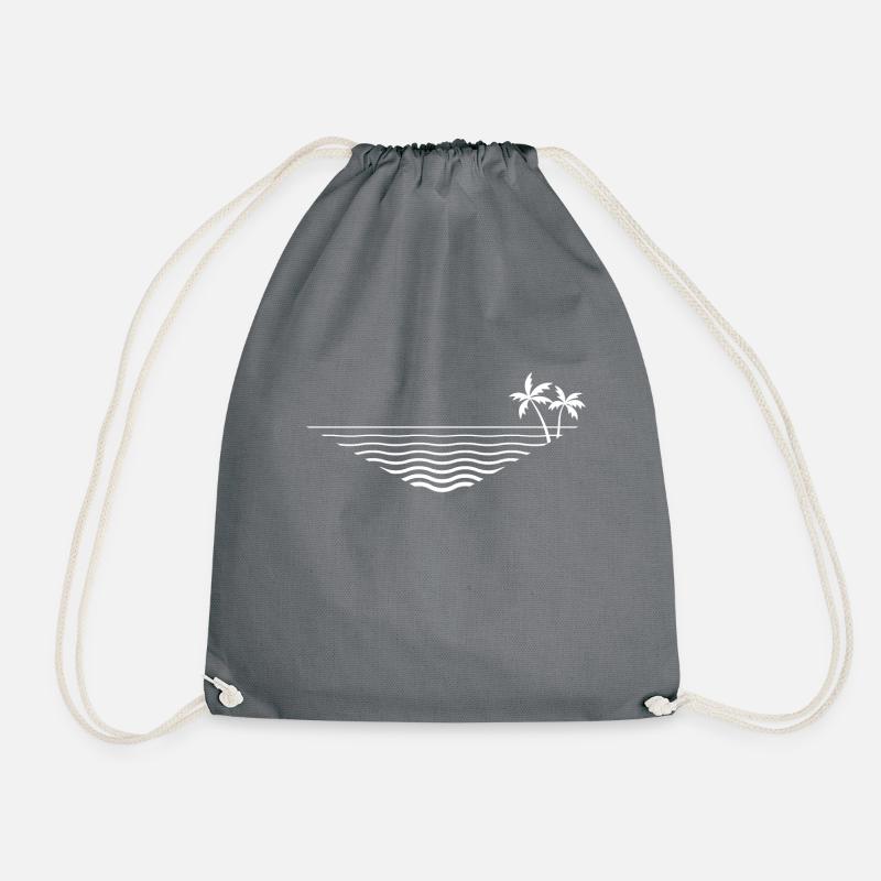 Palm trees with white waves - Drawstring Bag - grey
